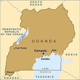 Uganda is in the eastern part of central Africa.