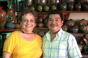 Ann McStay in Nicaragua with the local head of a pottery co-operative.