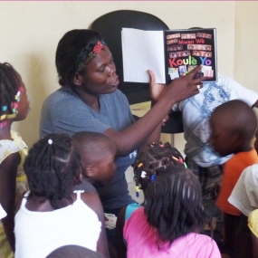 Children in Haitian Educational Initiatives after school tutoring program.