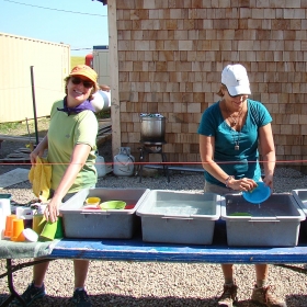 Cleaning up after dinner at the Cheyenne River Sioux Reservation.