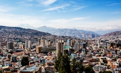 An aerial view of La Paz.  More than 60% of its 800,000 plus people live in slums.