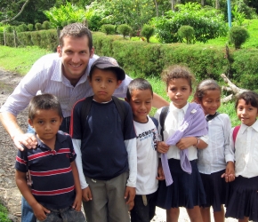 Some of the beneficiaries of clean water, with Wes Meier, CTI's United States Director of In-Country projects.