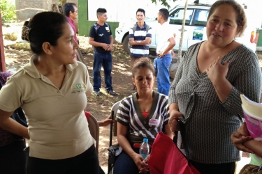 Lucia Vega Galeano, SHI's Operations Manager (left), with a women's micro-enterprise participant.